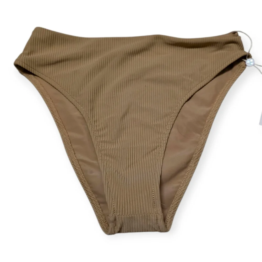 NWT Frankie's Bikinis Ribbed Connor Top & Jenna Bottom in Tan Bikini SET
